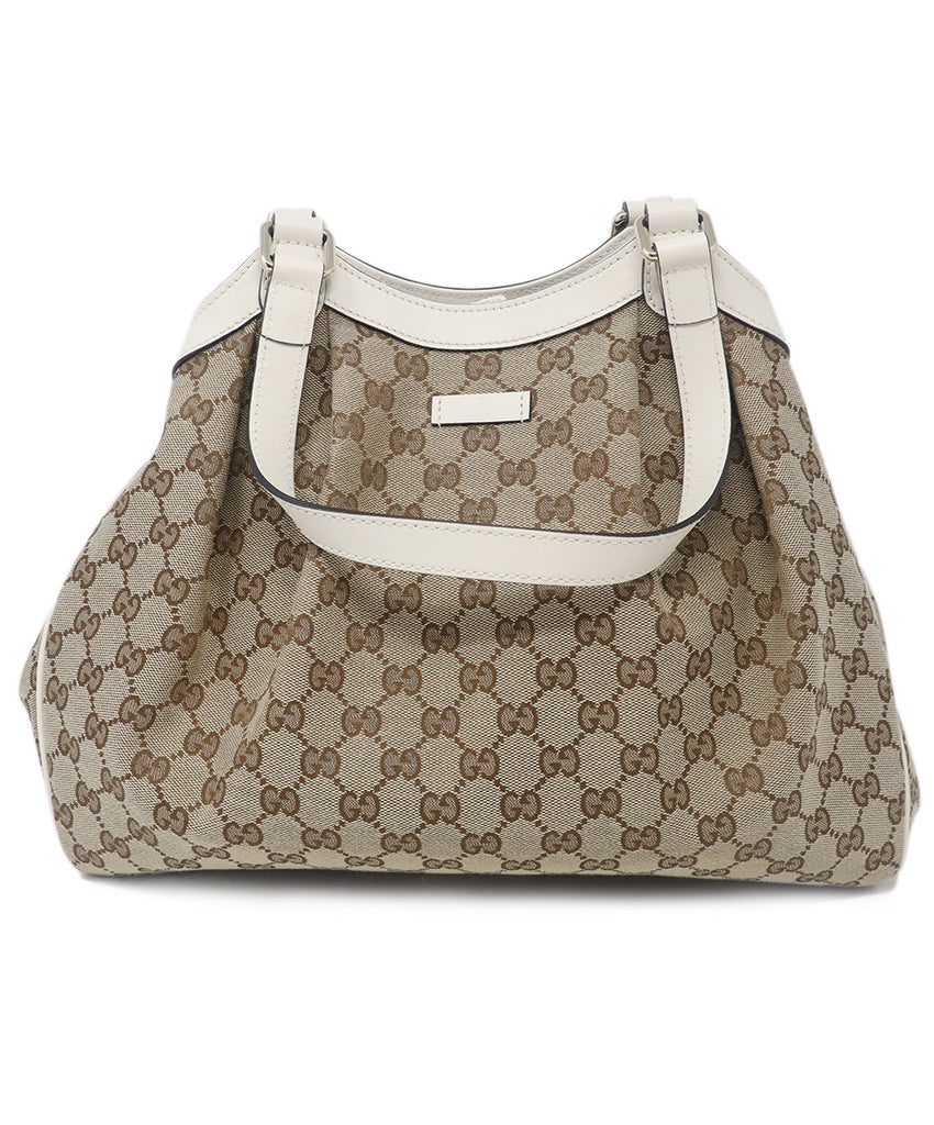 Gucci Brown Monogram Canvas & Leather Bag 