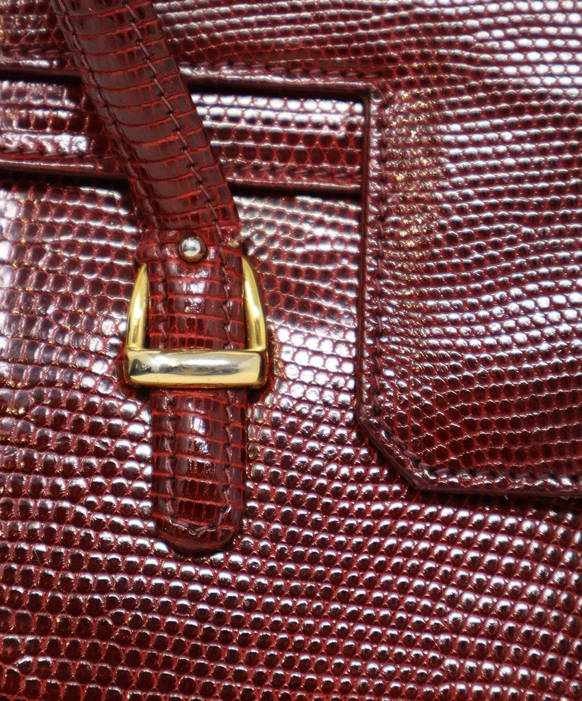 Gucci Vintage Burgundy Lizard Skin Satchel 9