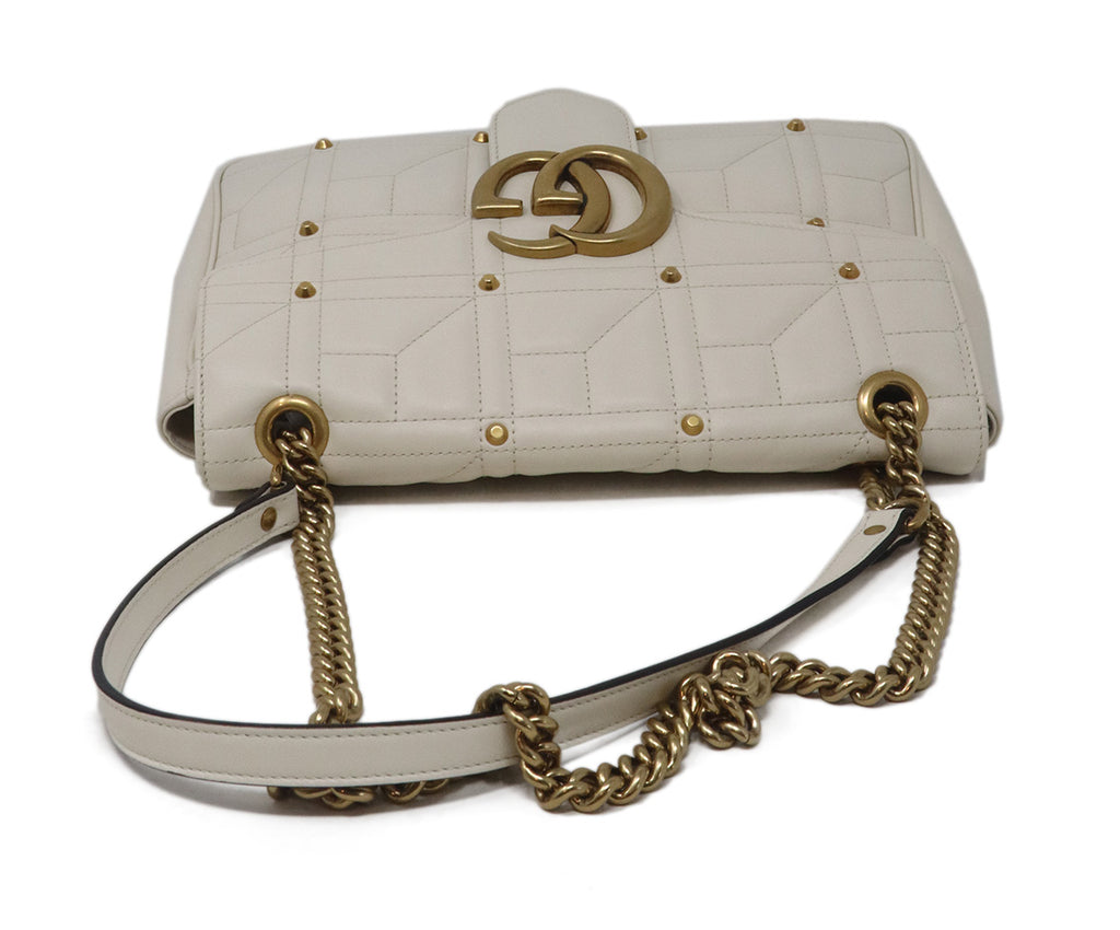  Gucci Cream Quilted Leather GG Marmont Bag 4