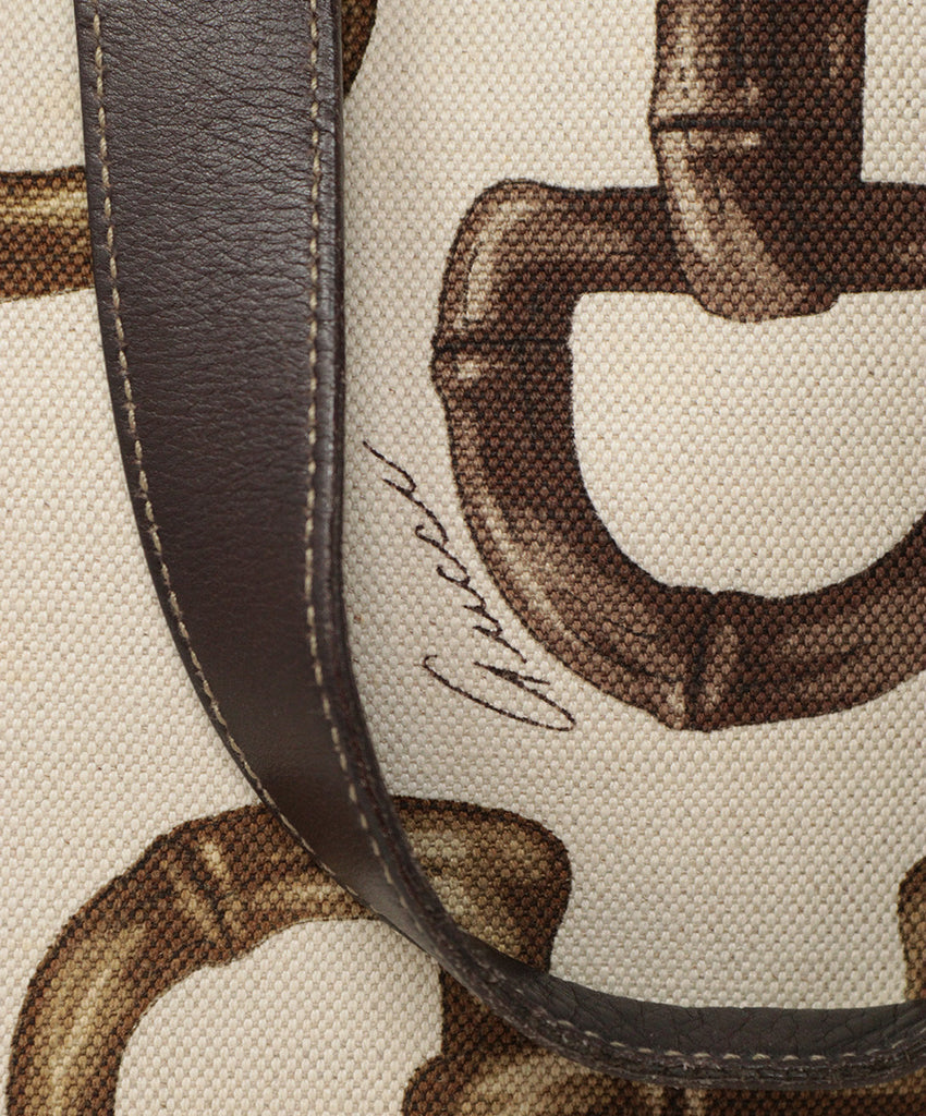 Gucci Ivory & Brown Print Tote 9