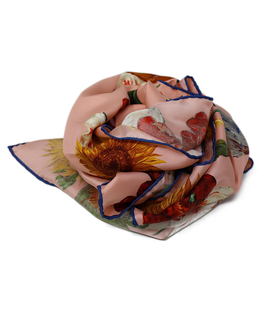 Gucci Pink Floral Silk Scarf 