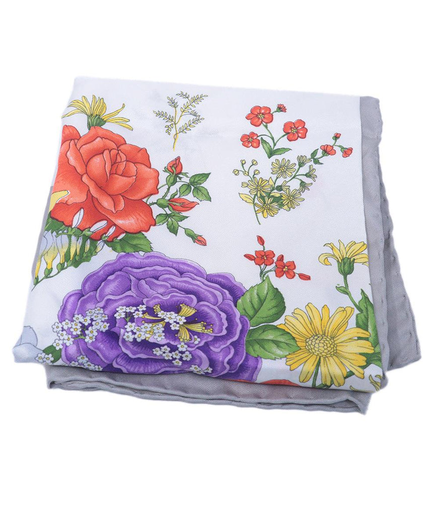 Gucci Grey Floral Print Pocket Square 