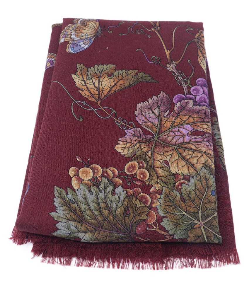 Gucci Burgundy Floral Print Shawl 3