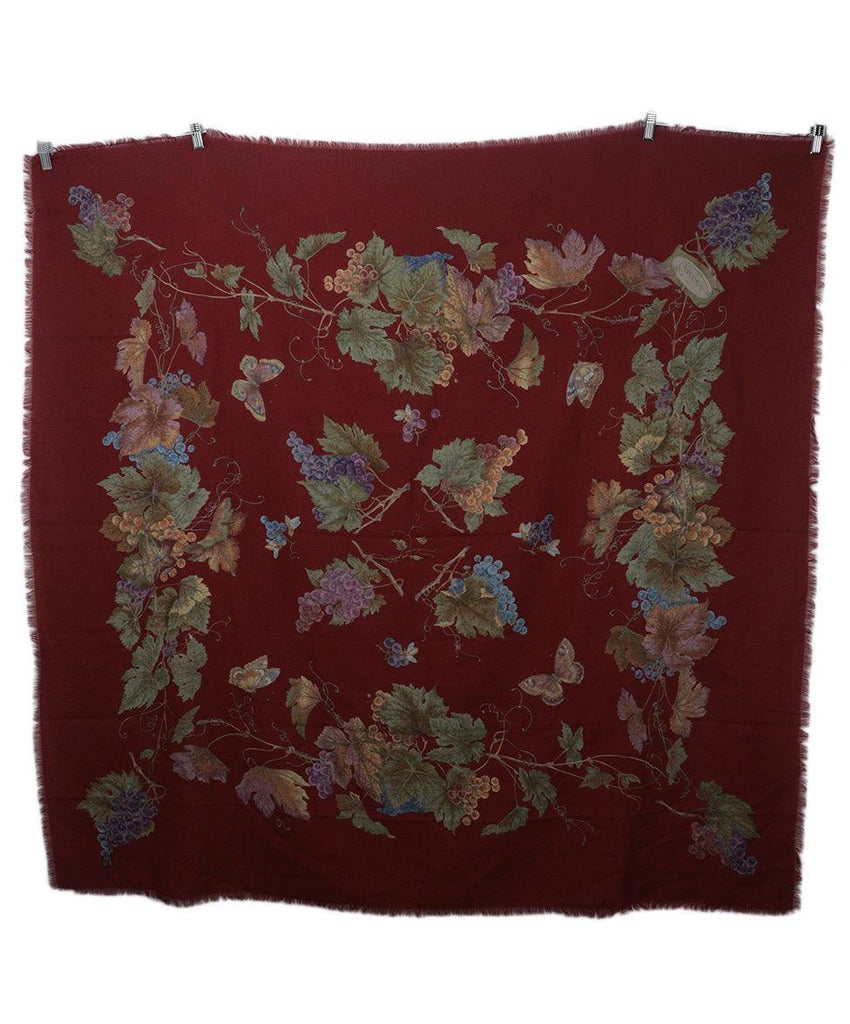 Gucci Burgundy Floral Print Shawl 4