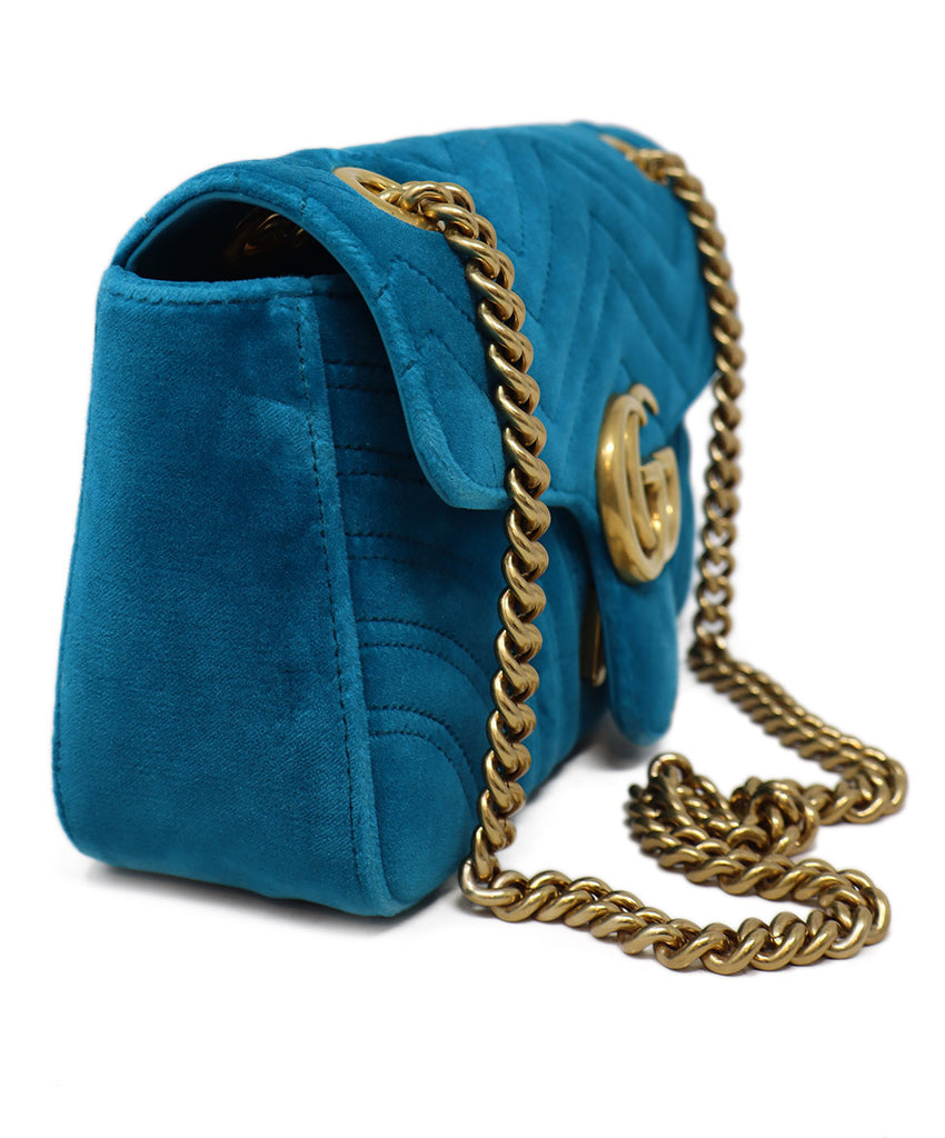 Gucci Teal Green Velvet Shoulder Bag 1