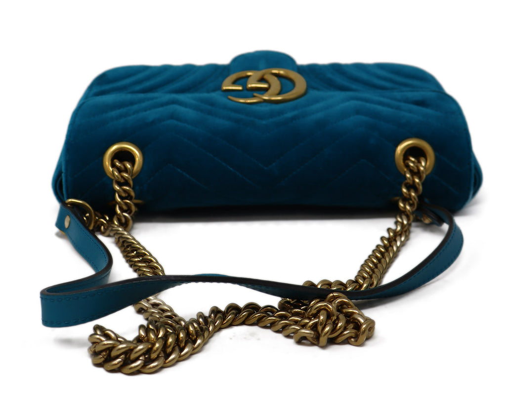 Gucci Teal Green Velvet Shoulder Bag 4