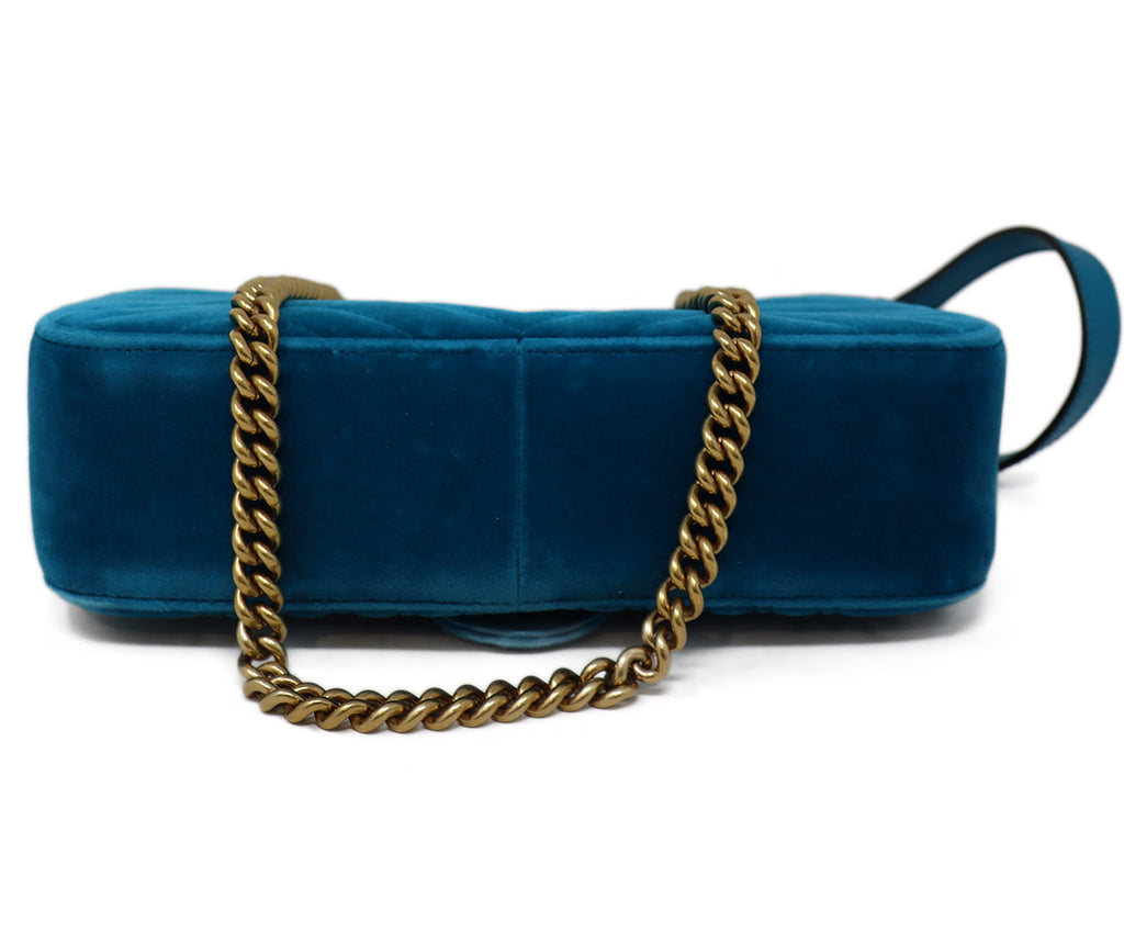 Gucci Teal Green Velvet Shoulder Bag 3