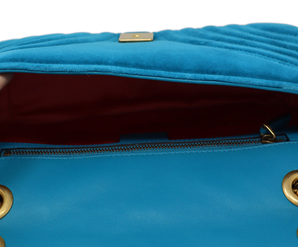 Gucci Teal Green Velvet Shoulder Bag 6