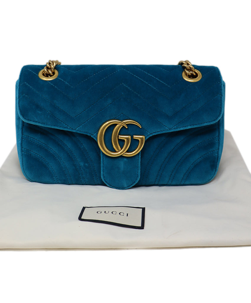 Gucci Teal Green Velvet Shoulder Bag 5