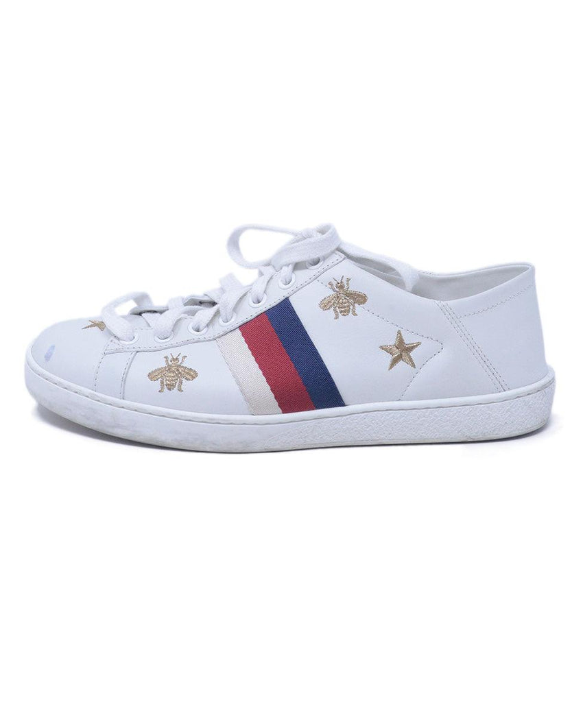 Gucci White Leather Embroidered Sneakers 1