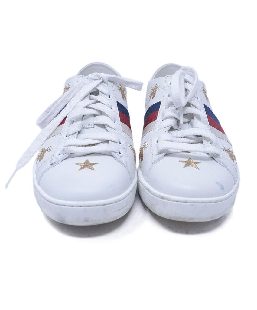 Gucci White Leather Embroidered Sneakers 3