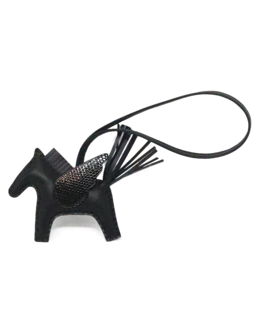 Hermes Black Leather Rodeo Pegase Bag Charm 1