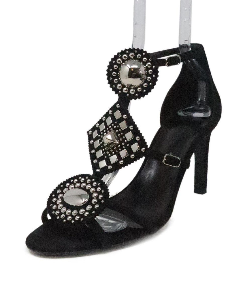 Hermes Black Suede Embellished Sandals 