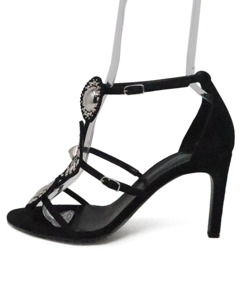 Hermes Black Suede Embellished Sandals 1