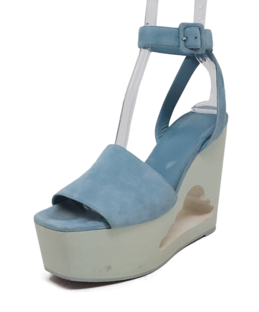 Hermes Blue Suede & Wood Wedges 