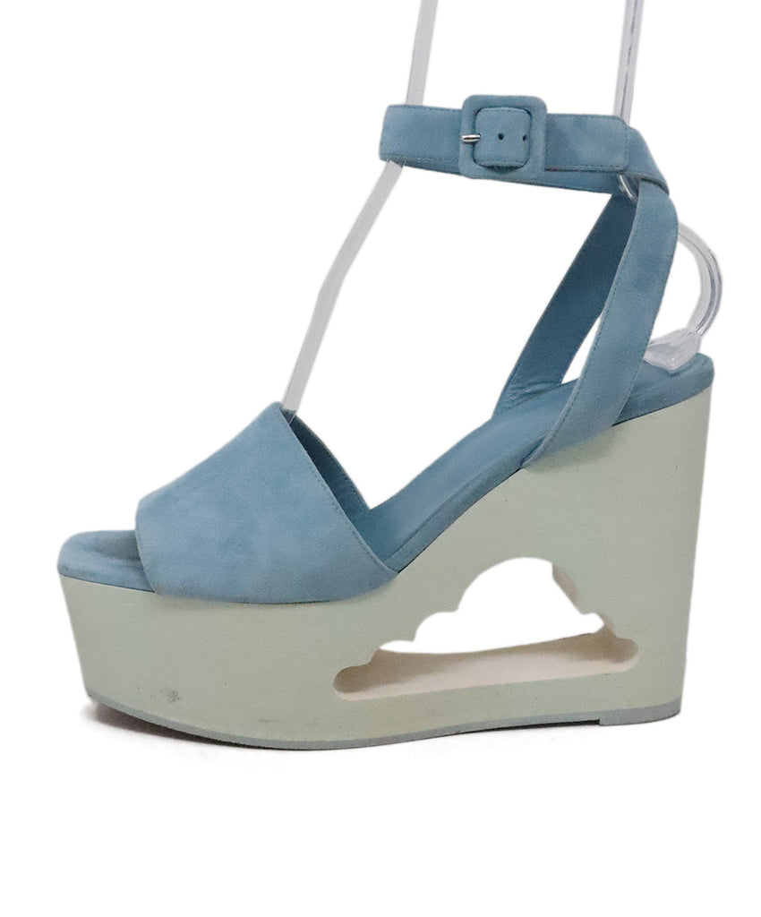 Hermes Blue Suede & Wood Wedges 1