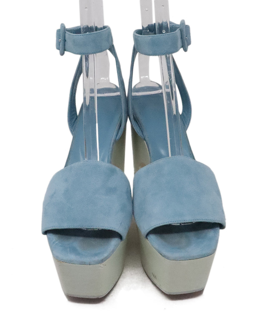 Hermes Blue Suede & Wood Wedges 3