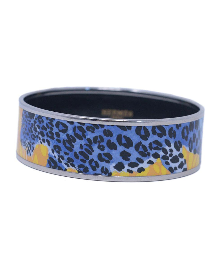 Hermes Blue & Yellow 65 Small Wide Bangle 