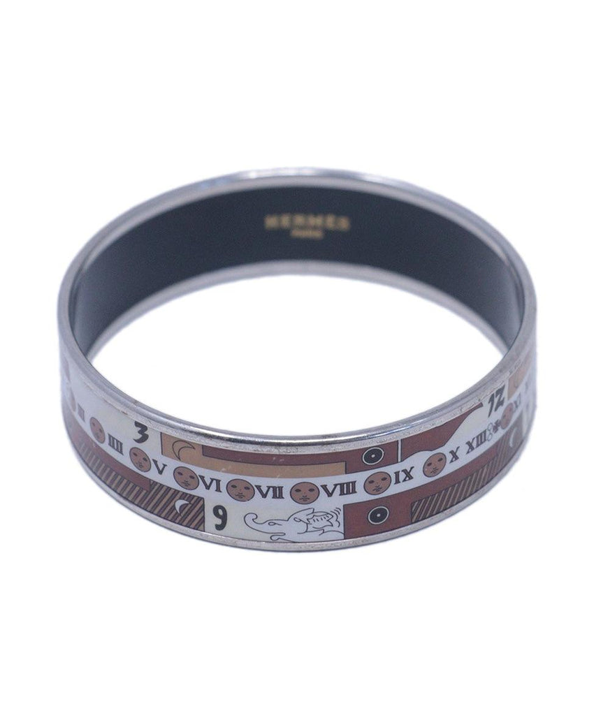 Hermes Brown & White 65 Small Wide Bangle 2