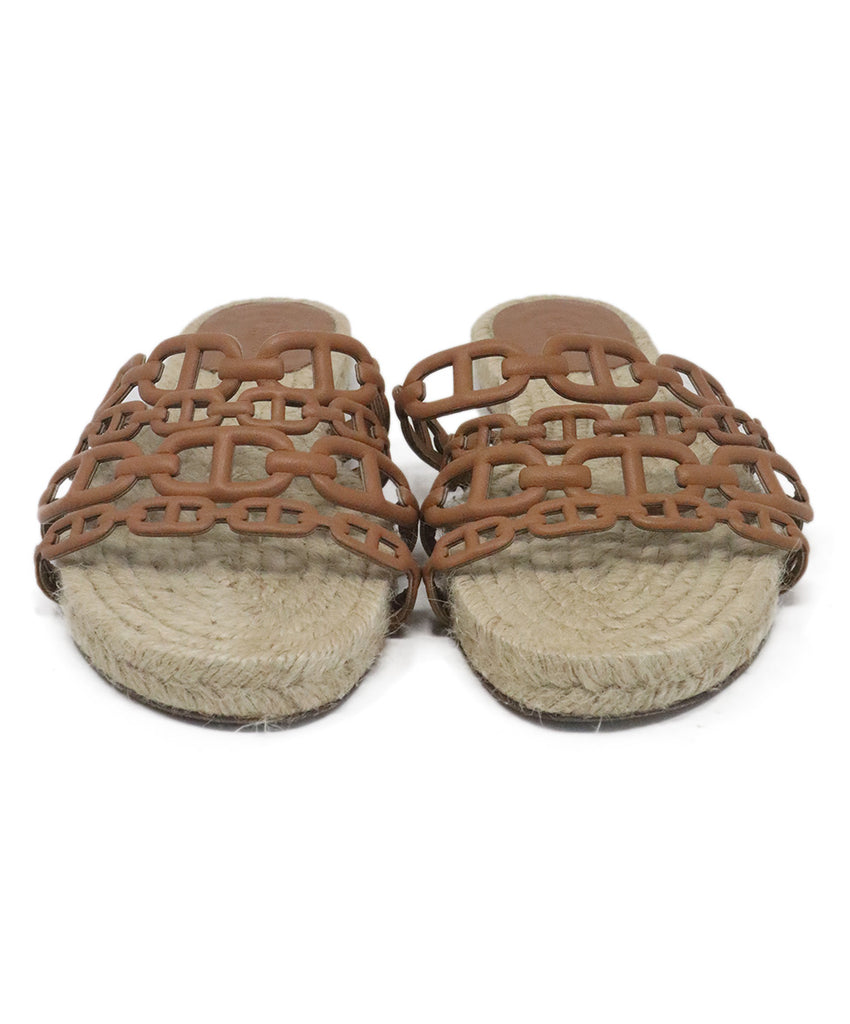 Hermes Tan Leather Espadrille Sandals 3