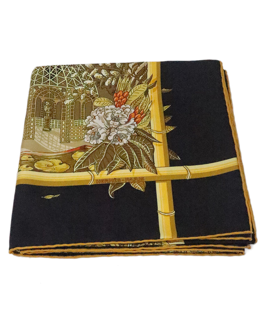 Hermes Jardins D' Hiver Print Silk Scarf 1