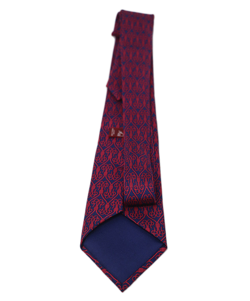 Hermes Navy & Red Print Tie 1