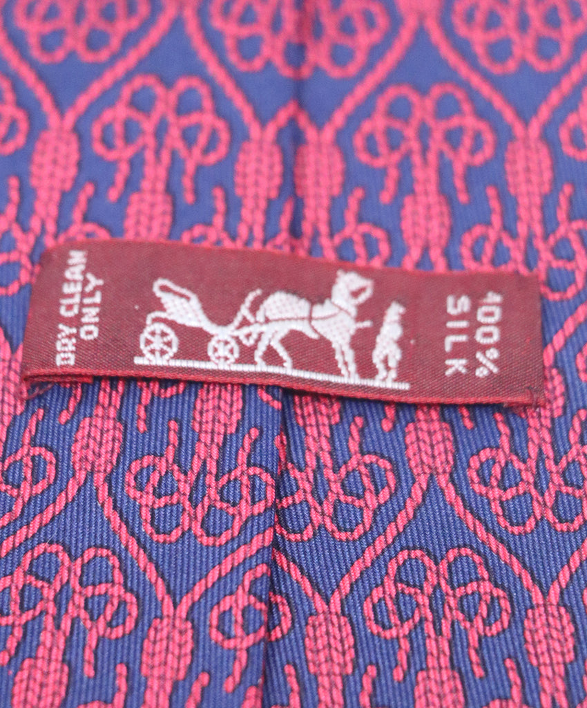 Hermes Navy & Red Print Tie 2