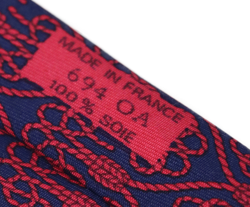 Hermes Navy & Red Print Tie 3