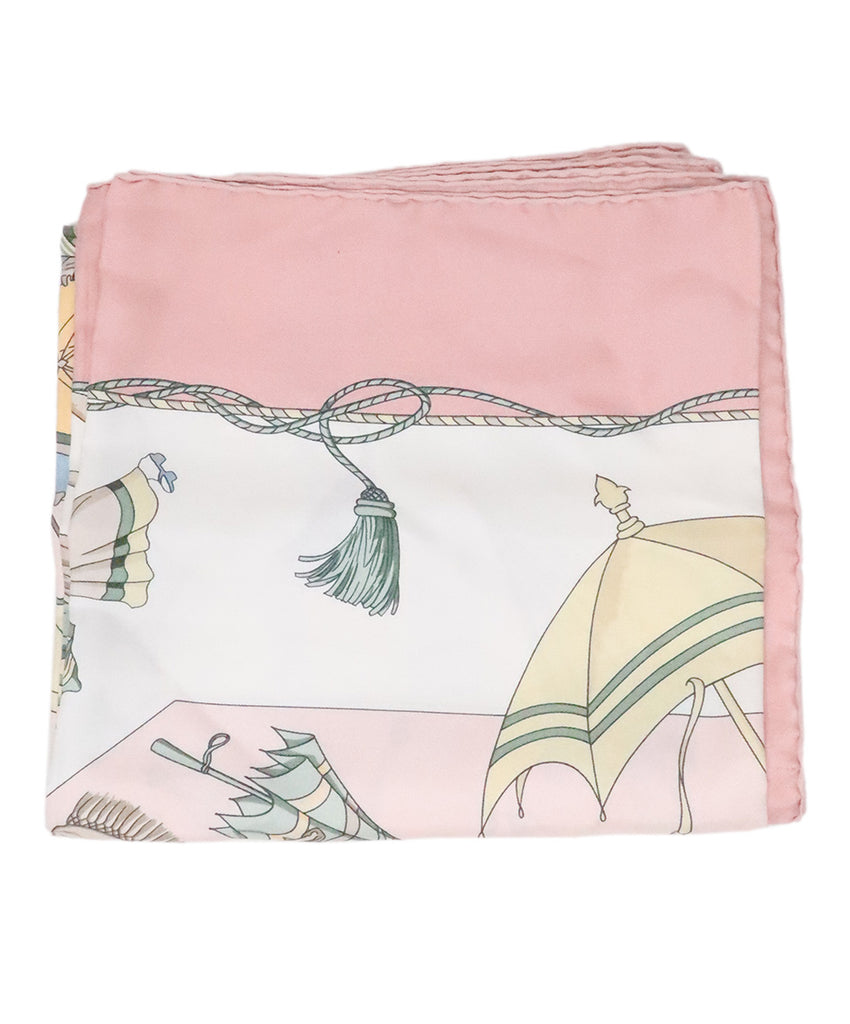 Hermes Pastel Pink & Multicolor Silk Scarf 2