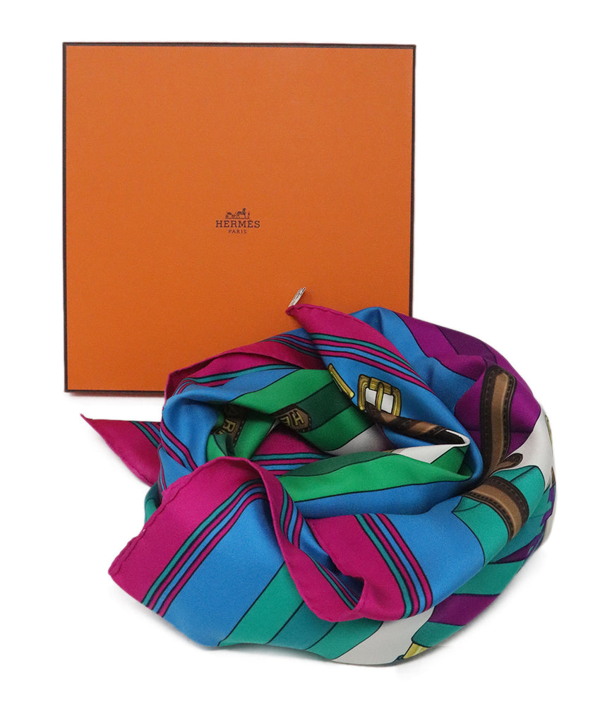 Hermes Multicolor Print Silk Scarf 8