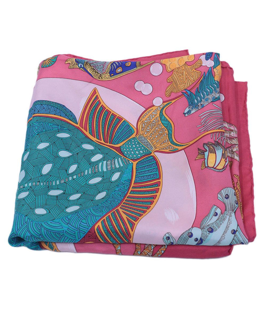 Hermes Fuchsia Fish Print Scarf 1