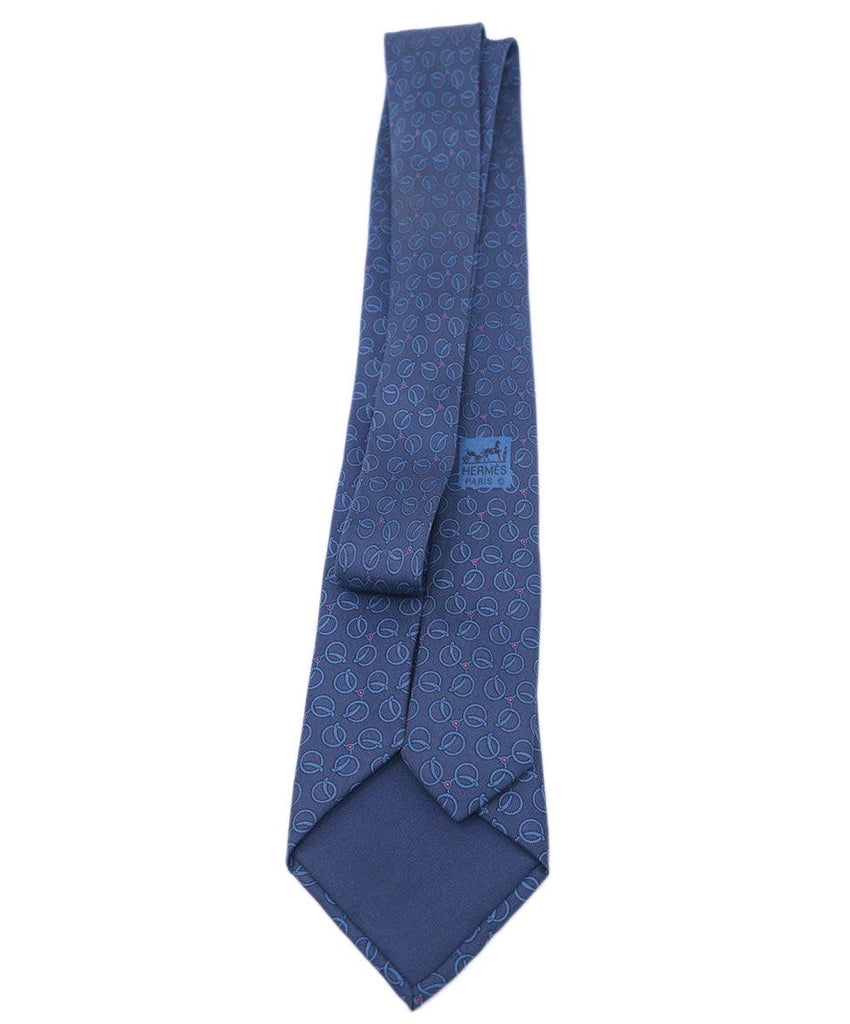 Hermes Blue Print Silk Tie 1