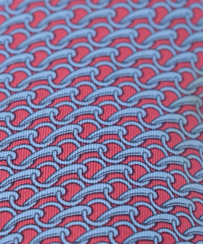 Hermes Red & Blue Print Silk Tie 3