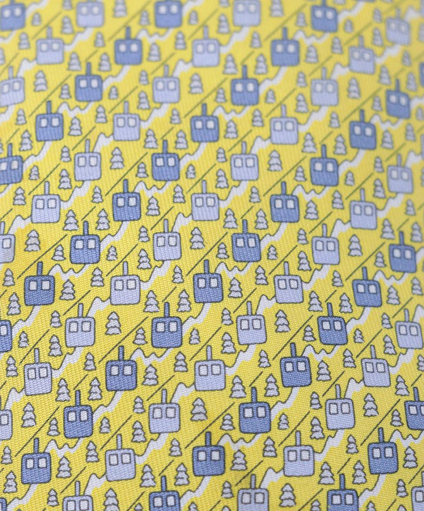 Hermes Yellow & Grey Print Silk Tie 3