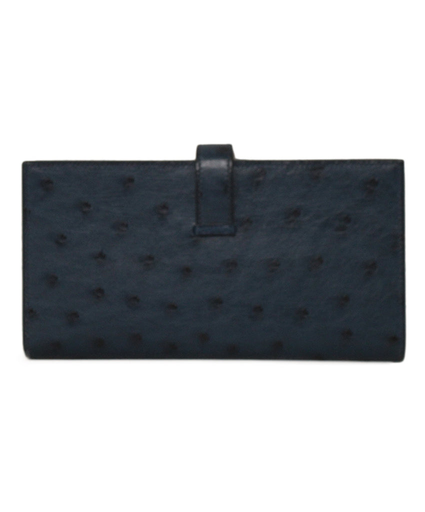 Hermes Bearn Ostrich Navy Wallet 2