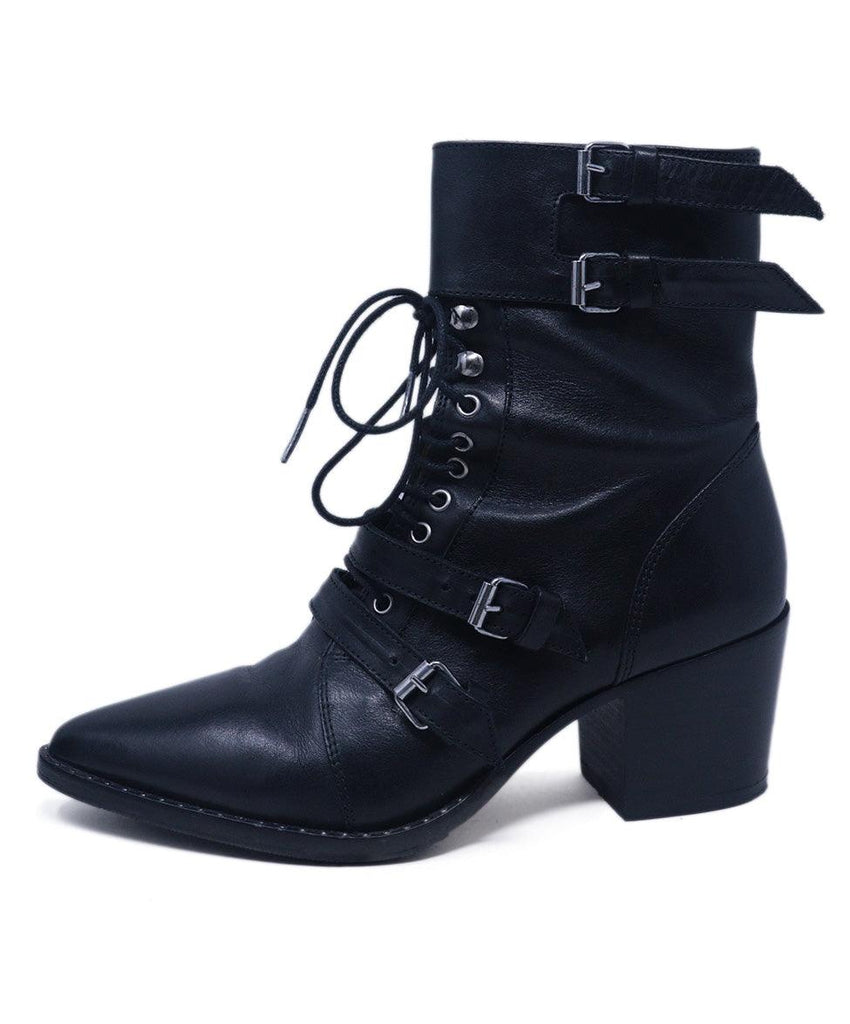 IRO Black Leather Buckle Booties 1