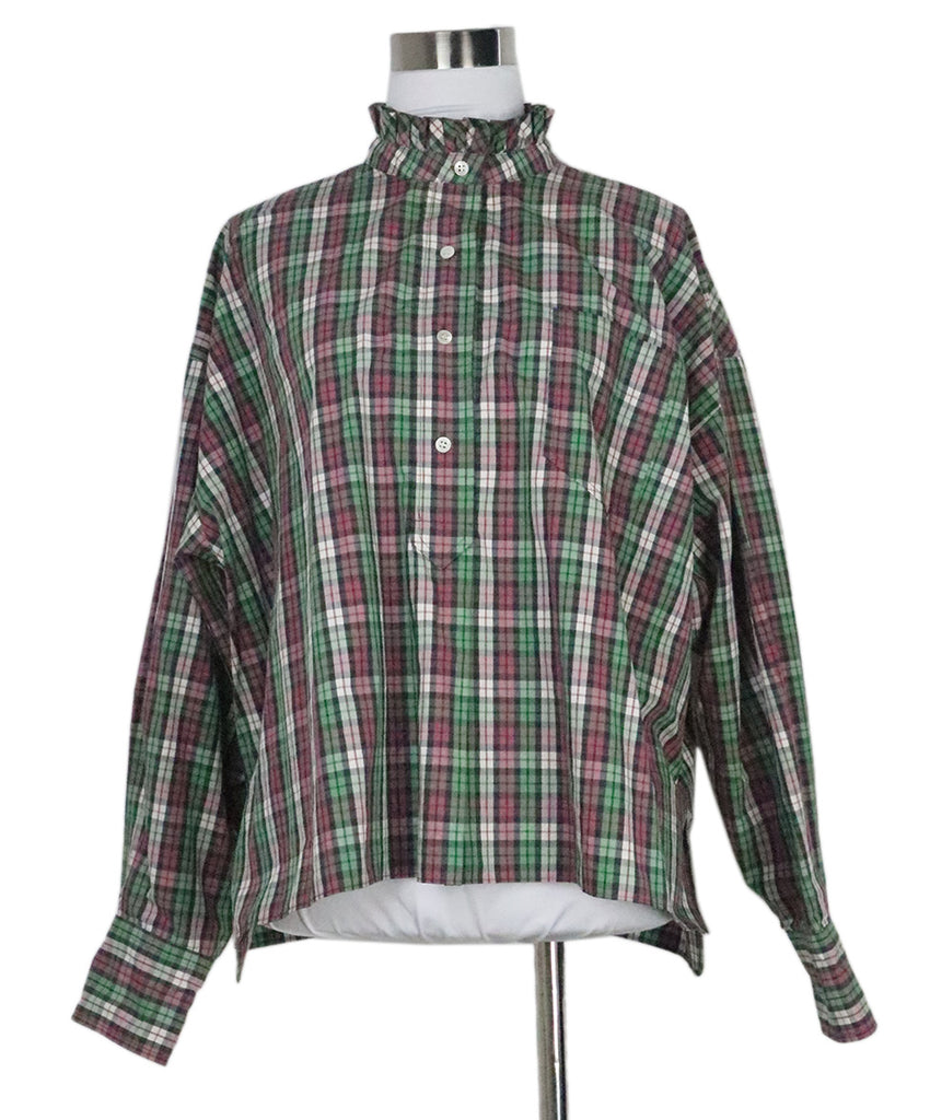 Isabel Marant Green & Pink Plaid Shirt 