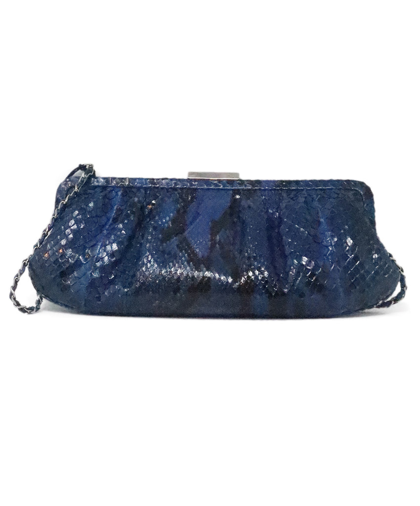 Blue & Black Python Leather Clutch 2