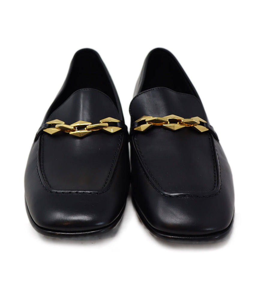 Jimmy Choo Black Leather & Gold Loafers 3