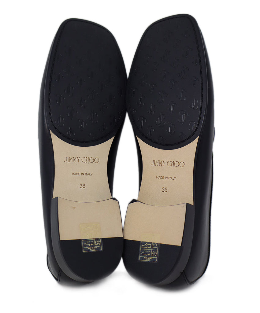 Jimmy Choo Black Leather & Gold Loafers 4