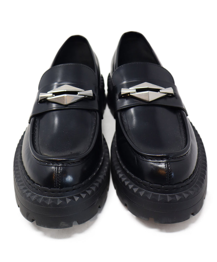 Jimmy Choo Black Leather & Silver Loafers 3