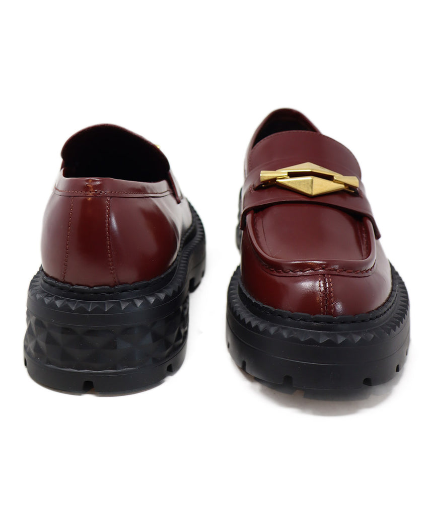 Jimmy Choo Burgundy Leather & Gold Loafers 2