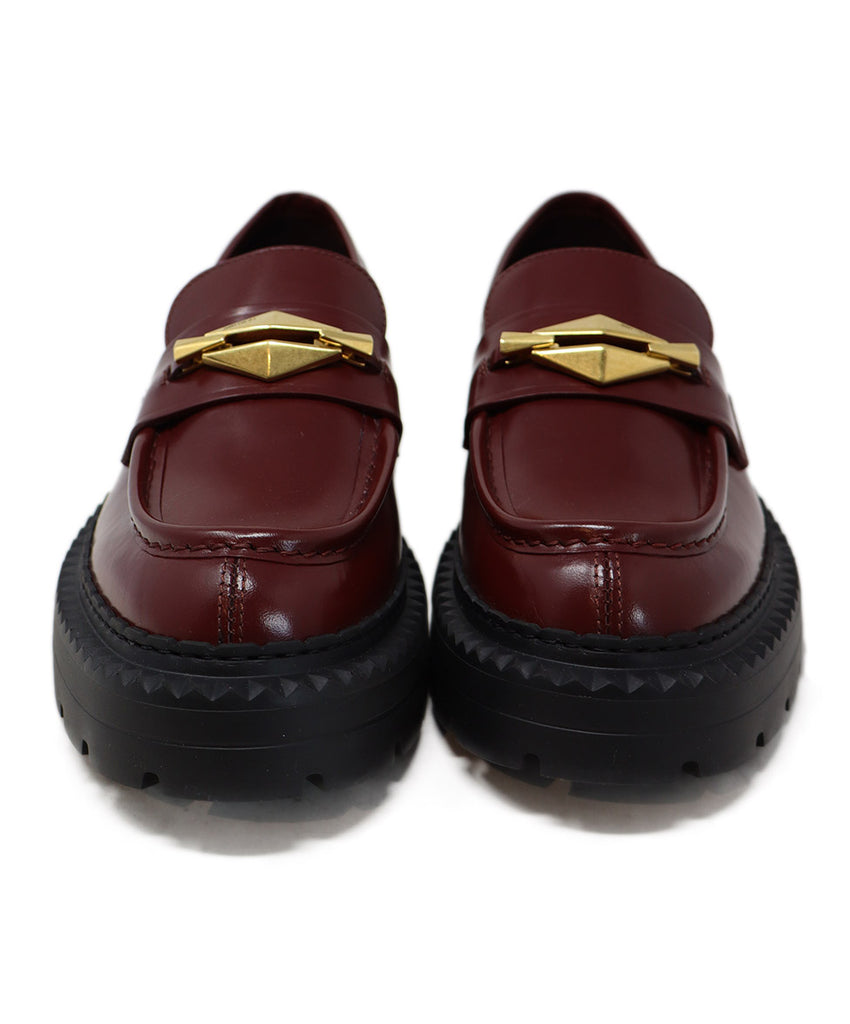 Jimmy Choo Burgundy Leather & Gold Loafers 3