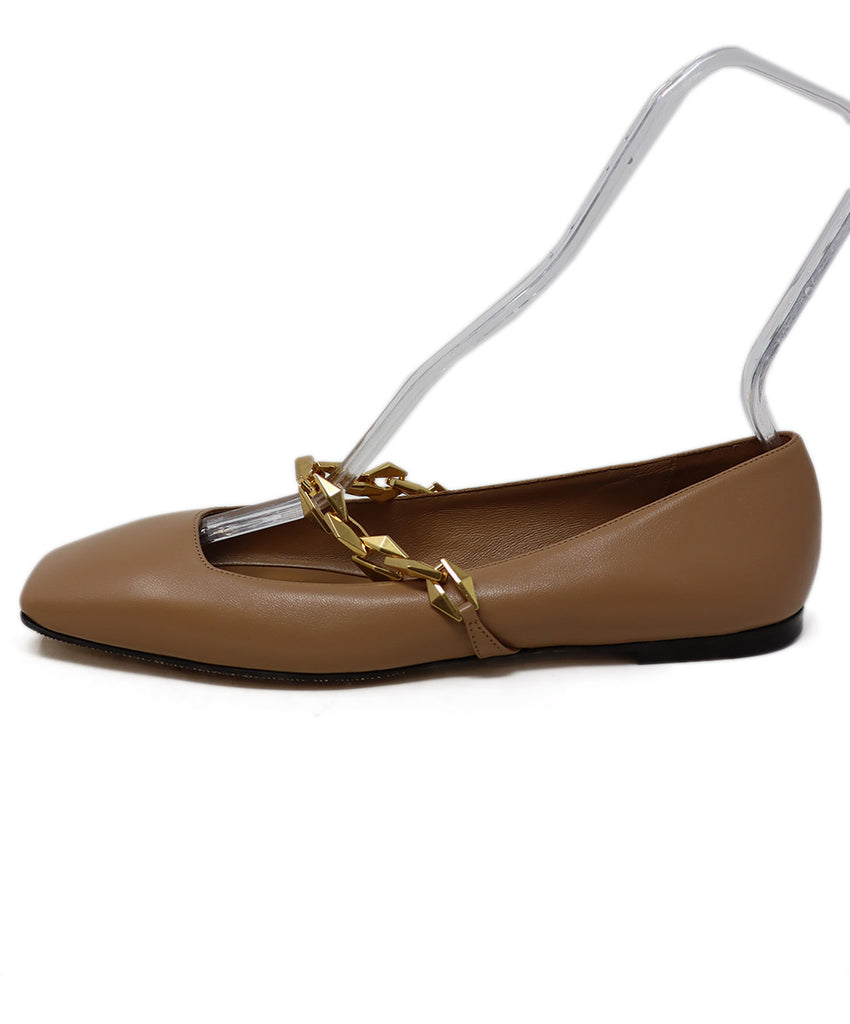 Jimmy Choo Tan Leather & Gold Flats 1