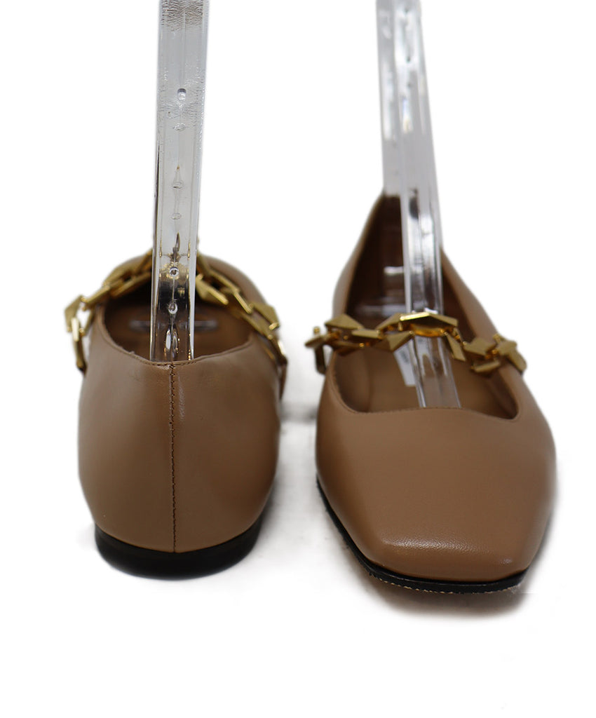 Jimmy Choo Tan Leather & Gold Flats 2