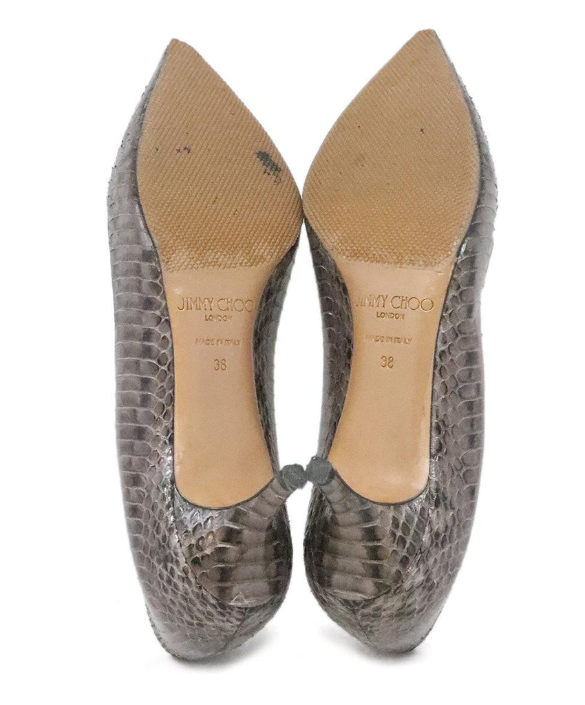 Jimmy Choo Taupe & Black Snake Skin Heels 4