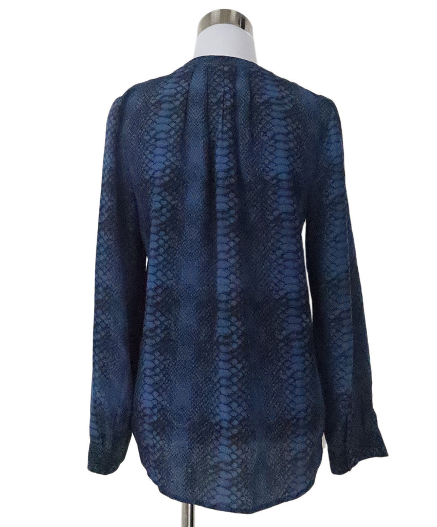 Joie Blue & Black Print Silk Blouse 2