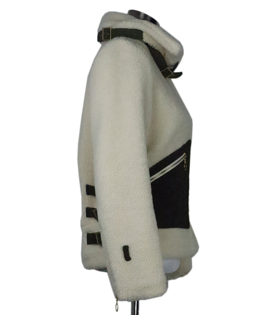 Jonathan Adler Ivory & Green Sherpa Coat 1