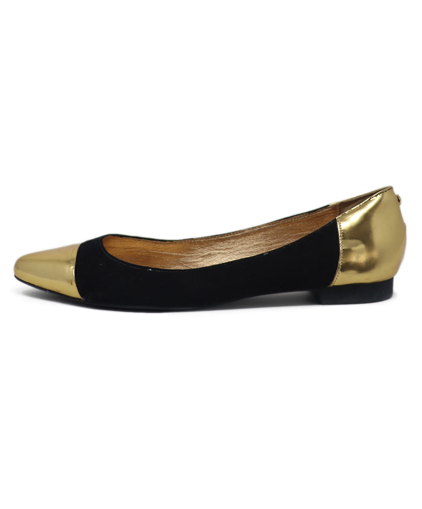 Kate Spade Black Suede & Gold Flats 1