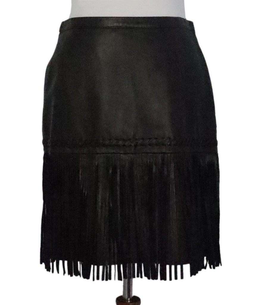 L'Agence Black Leather Fringe Skirt sz 4 - Michael's Consignment NYC